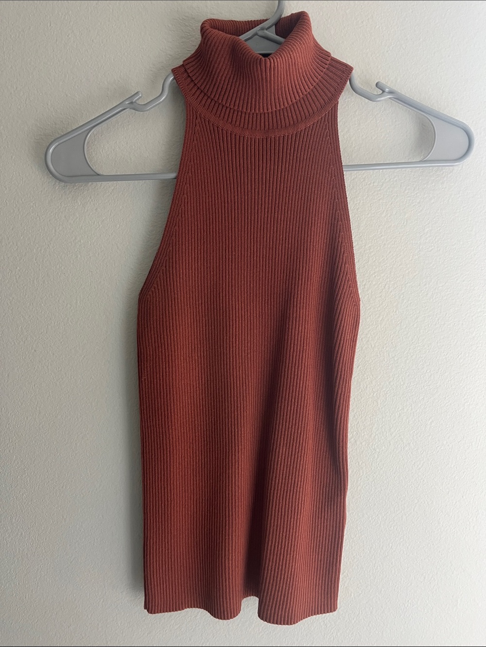 NWT Joe’s Sleeveless Ribbed Rust Brown Turtleneck Top XS